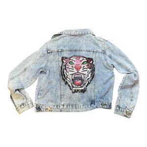 Custom denim jacket tiger sequenced